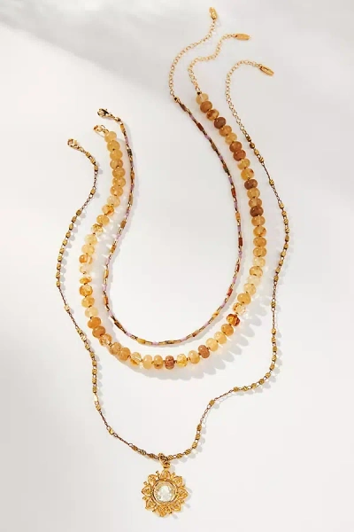 Anthropologie Shades Of Sea Triple-layer Necklace In Multicolor