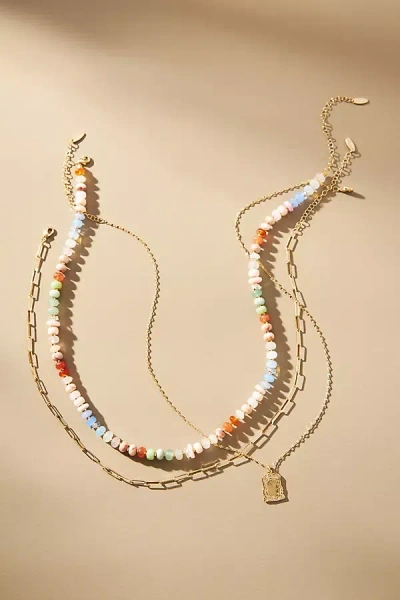 Anthropologie Shades Of Sea Triple-layer Necklace In Orange