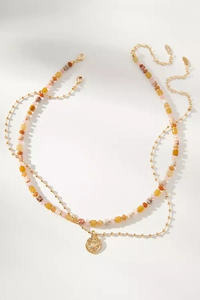 Anthropologie Shades Of Sea Triple-layer Necklace In Orange