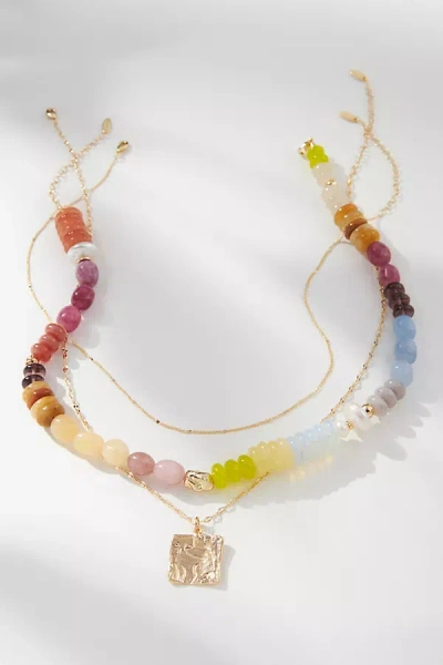 Anthropologie Shades Of Sea Triple-layer Necklace In Multi