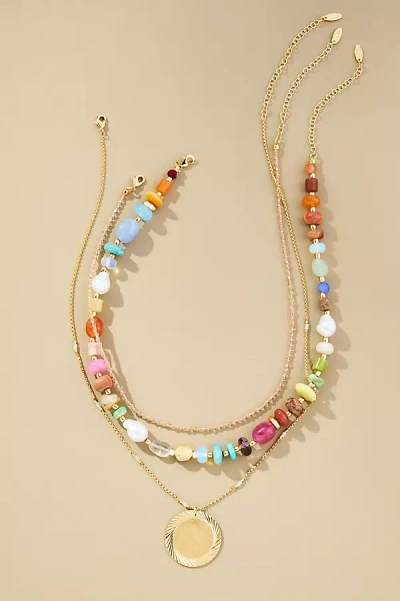 Anthropologie Shades Of Sea Triple-layer Necklace In Purple