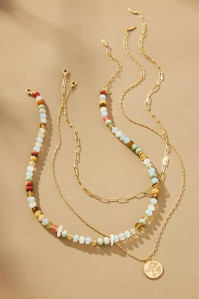 Anthropologie Shades Of Sea Triple-layer Necklace In White