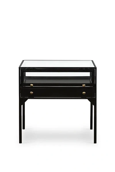 Anthropologie Shadow Box Tempered Glass End Table