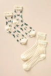 Anthropologie Sheer Socks, Set Of 2 In Yellow