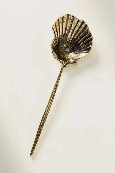 Anthropologie Shelton Metal Shell Serving Spoon In Gold