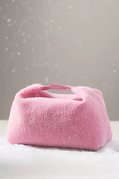 Anthropologie Sherpa Top-snap Cosmetic Bag In Pink