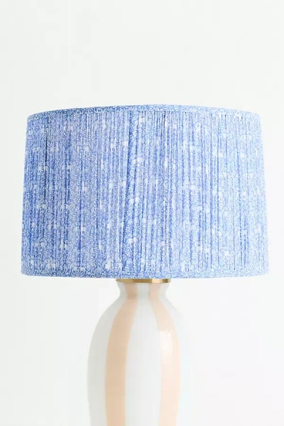 Anthropologie Shirred Drum Fabric Lamp Shade In Blue