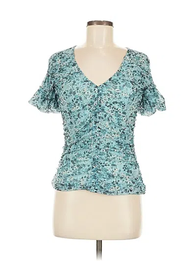 Pre-owned Anthropologie Short Sleeve Blouse In Blue