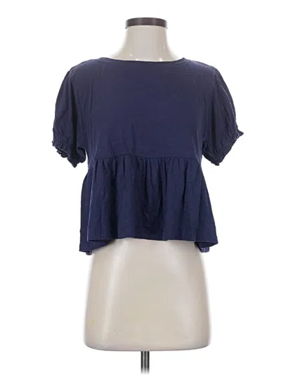 Pre-owned Anthropologie Short Sleeve Blouse In Blue