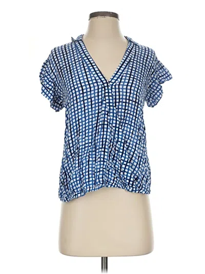 Pre-owned Anthropologie Short Sleeve Blouse In Blue