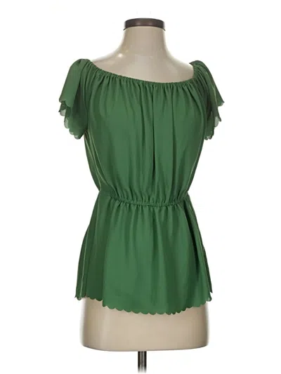 Pre-owned Anthropologie Short Sleeve Blouse In Green