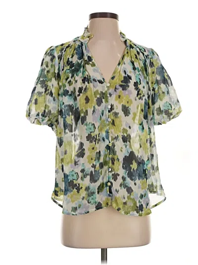 Anthropologie Short Sleeve Blouse In Green