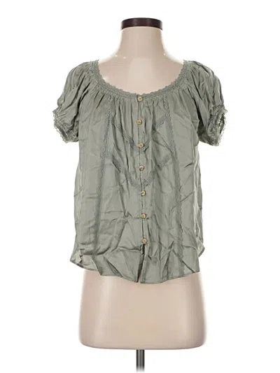 Pre-owned Anthropologie Short Sleeve Blouse In Green