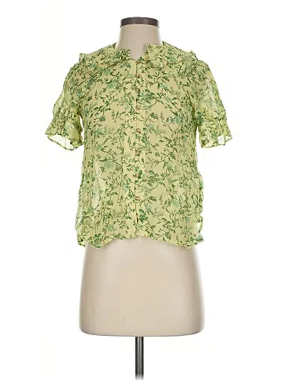 Pre-owned Anthropologie Short Sleeve Blouse In Green