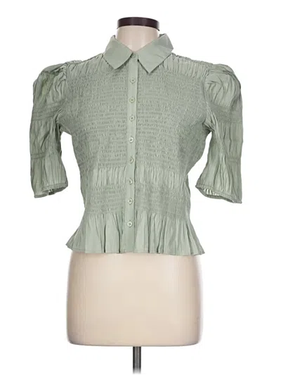 Pre-owned Anthropologie Short Sleeve Blouse In Green