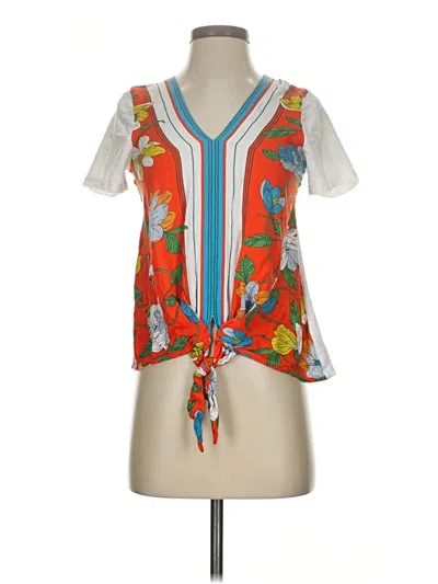 Pre-owned Anthropologie Short Sleeve Blouse In Orange