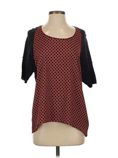 Pre-owned Anthropologie Short Sleeve Blouse In Red