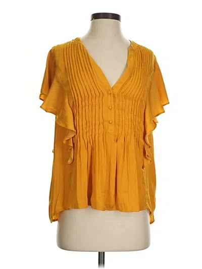 Pre-owned Anthropologie Short Sleeve Blouse In Yellow