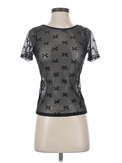 Pre-owned Anthropologie Short Sleeve Top Black Keyhole Neckline Tops