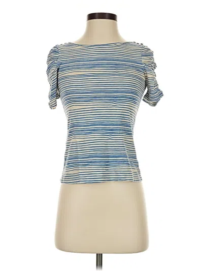 Pre-owned Anthropologie Short Sleeve Top Blue Sweetheart Neckline Tops