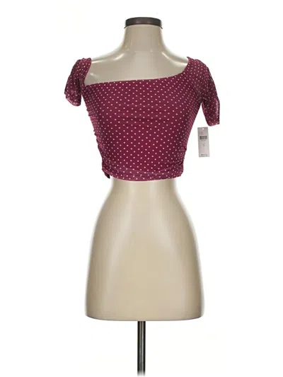 Anthropologie Short Sleeve Top Burgundy Strapless Neckline Tops