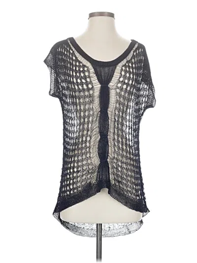 Pre-owned Anthropologie Short Sleeve Top Gray Plunge Neckline Tops