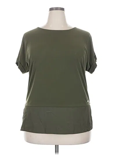 Pre-owned Anthropologie Short Sleeve Top Green Crew Neck Tops