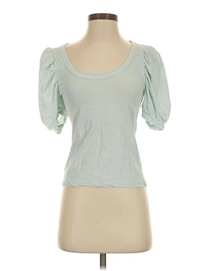 Pre-owned Anthropologie Short Sleeve Top Green Sweetheart Neckline Tops