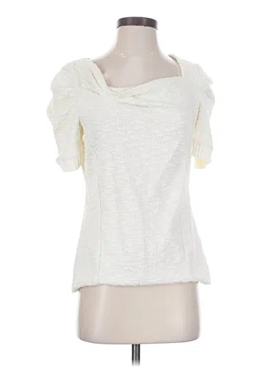 Pre-owned Anthropologie Short Sleeve Top Ivory Solid Pattern Cowl Neck Tops