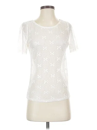 Pre-owned Anthropologie Short Sleeve Top Ivory Square Neckline Tops