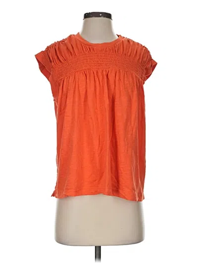 Pre-owned Anthropologie Short Sleeve Top Orange Crew Neck Tops