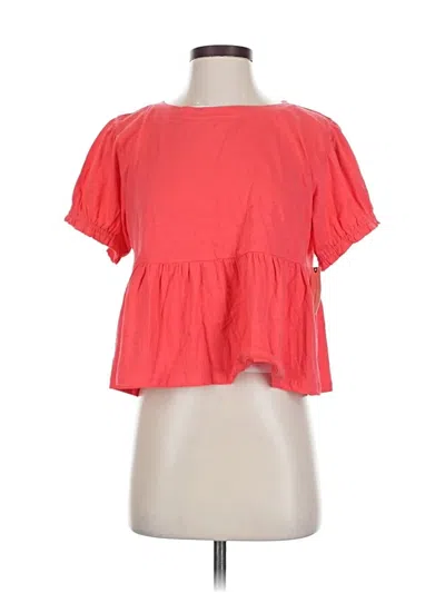 Anthropologie Short Sleeve Top Red Square Neckline Tops