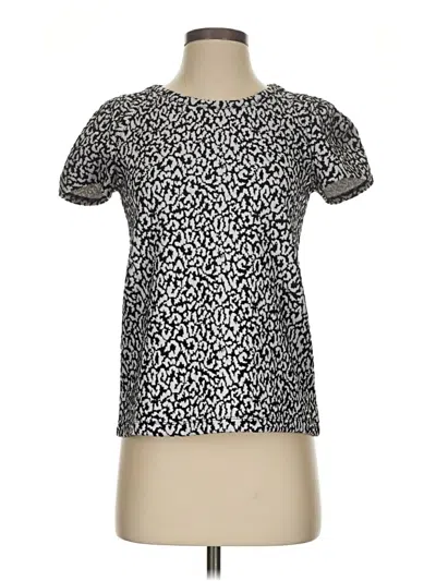 Pre-owned Anthropologie Short Sleeve Top Silver Animal Print Pattern Keyhole Neckline Tops
