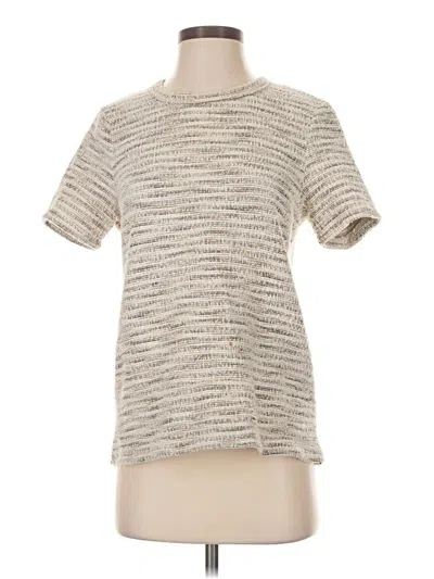 Pre-owned Anthropologie Short Sleeve Top Silver Mock Neckline Tops
