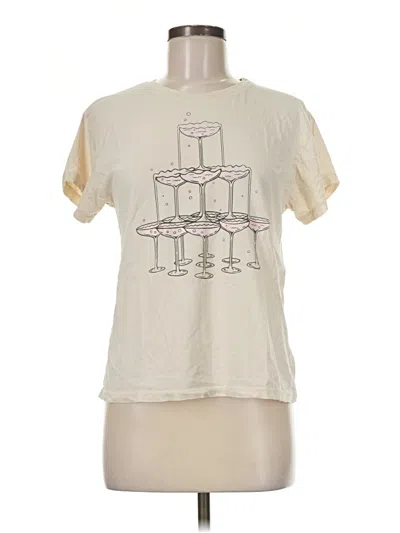 Pre-owned Anthropologie Short Sleeve T-shirt In Ivory