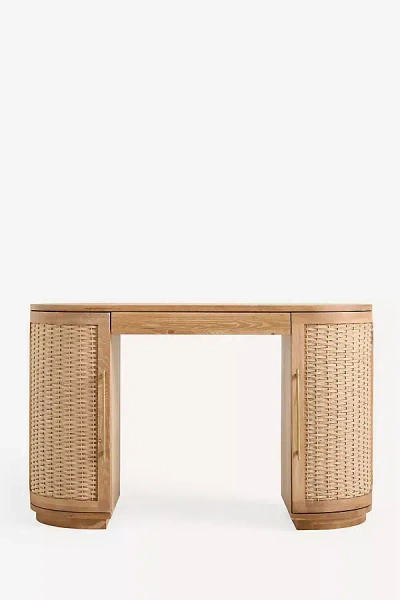 Anthropologie Sienna Oak Wood Executive Desk In Brown