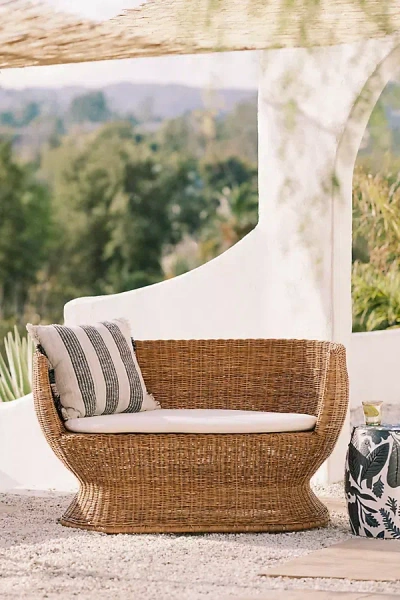Anthropologie Sienna Rattan Wicker Indoor/outdoor Settee In Neutral