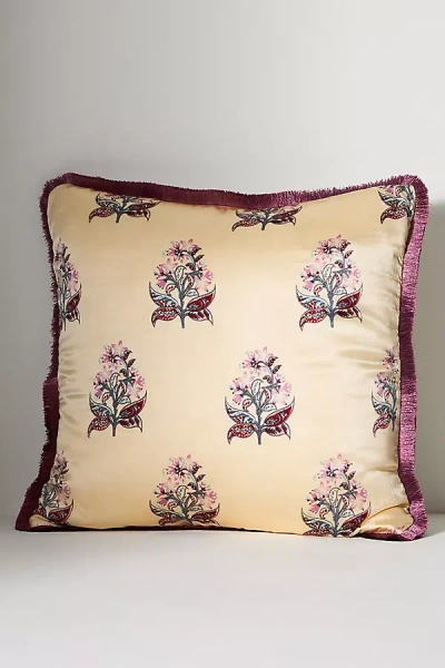 Anthropologie Silk Block Print Pillow In Multi