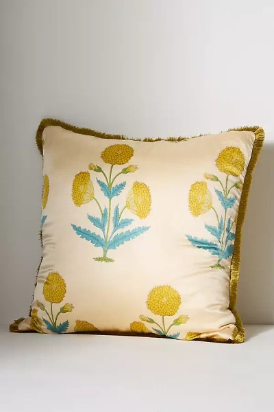 Anthropologie Silk Block Print Pillow In Multi