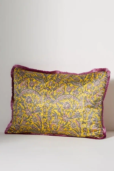 Anthropologie Silk Block Print Pillow In Multi