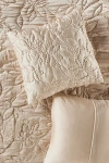 Anthropologie Silky Floral Stitched Euro Sham In Brown