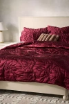 Anthropologie Silky Floral Stitched Quilt In Purple