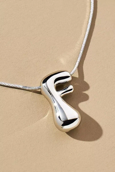 Anthropologie Silver Bubble Letter Monogram Necklace In Metallic