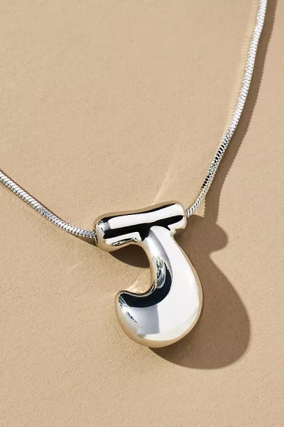 Anthropologie Silver Bubble Letter Monogram Necklace In Metallic