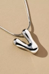Anthropologie Silver Bubble Letter Monogram Necklace In Multicolor
