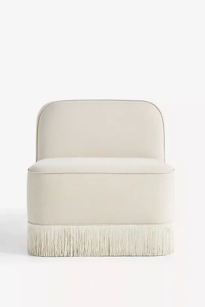 Anthropologie Sinclair Fringe Armless Chair In Neutral