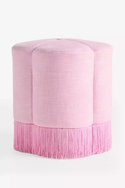 Anthropologie Sinclair Fringe Clover Ottoman In Pink
