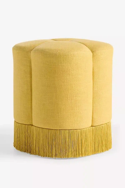 Anthropologie Sinclair Fringe Clover Ottoman In Yellow