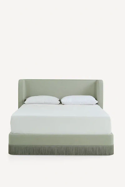 Anthropologie Sinclair Fringe Performance Linen Bed In Gray