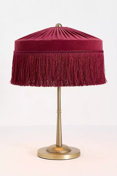 Anthropologie Sinclair Fringe Velvet Table Lamp